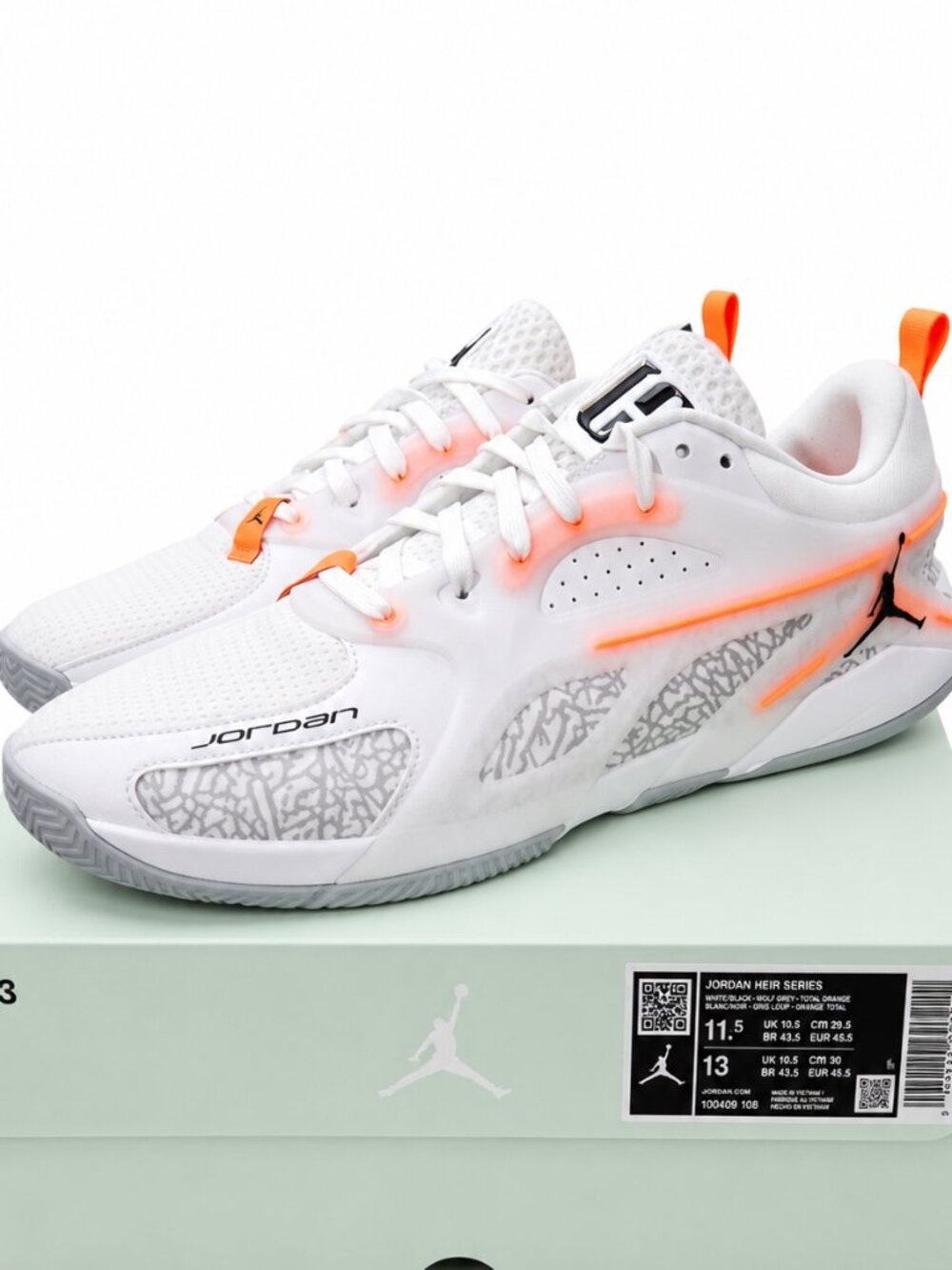 Jordan Heir Series White Total Orange Wolf Grey Sneakers IO0409-108 Mens 11.5 - Picture 3 of 9